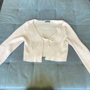 Long sleeve soft ribbed tie front cardigan